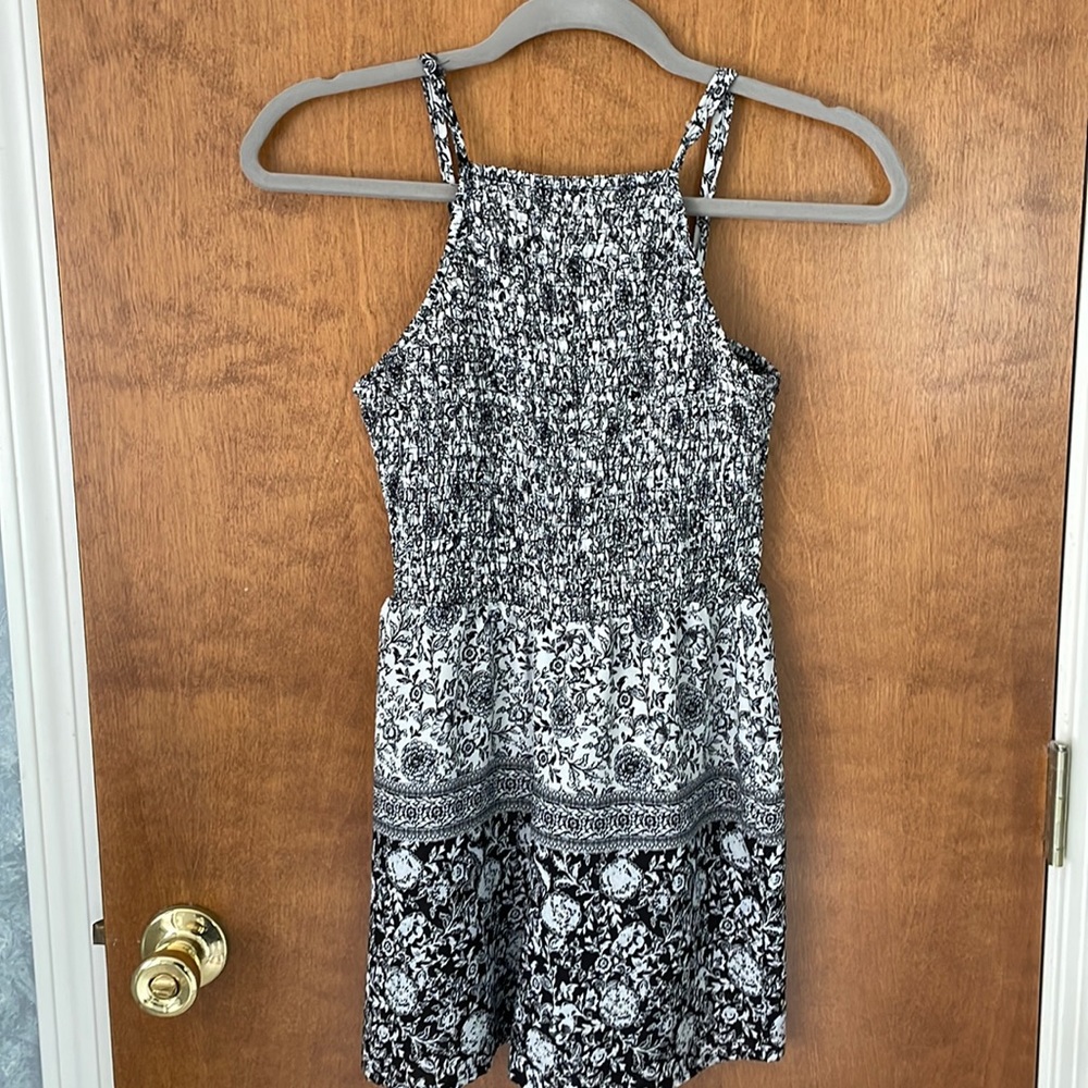 Black and white pattern romper